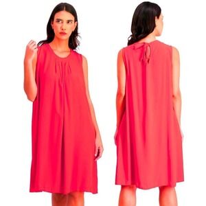 Masai Women's Pleated Harper Tunic Mini Shift Dress Red Sleeveless Small NWT